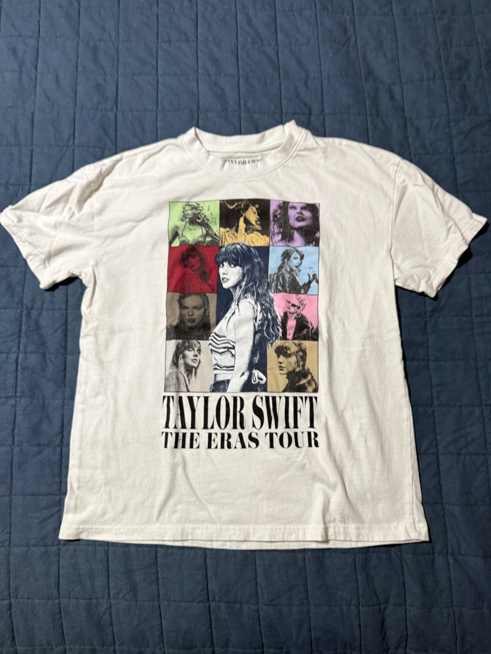 Taylor Swift White Short-Sleeve Graphic Tee with Multicolor Pop Art